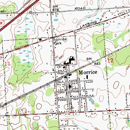 Topographic Map of Saint Mary's Church, MI
