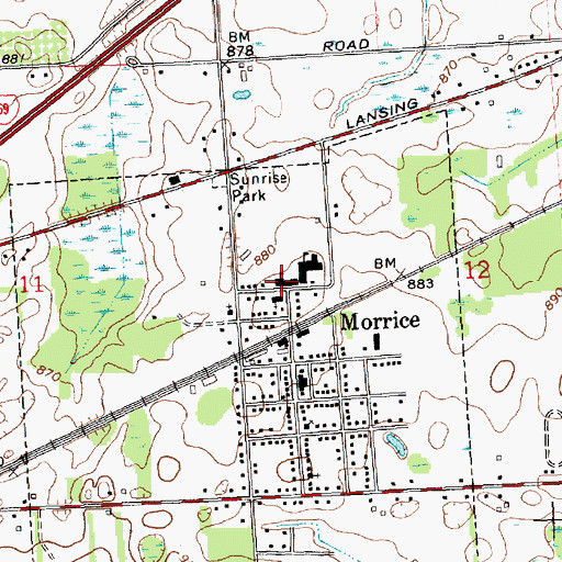 Topographic Map of Morrice Area Elementary School, MI