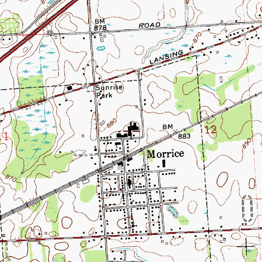 Topographic Map of Morrice Senior High School, MI