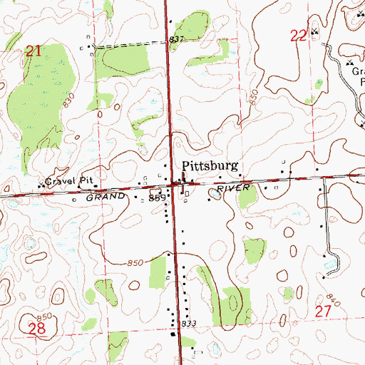 Topographic Map of Pittsburg United Methodist Church, MI