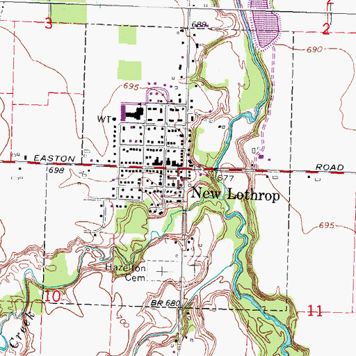 Topographic Map of New Lothrop Post Office, MI