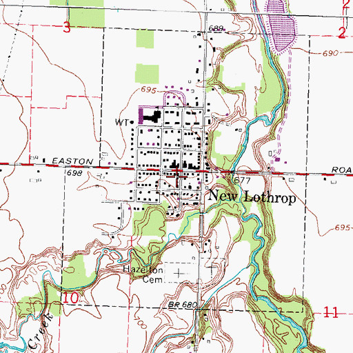 Topographic Map of New Lothrop Police Department, MI