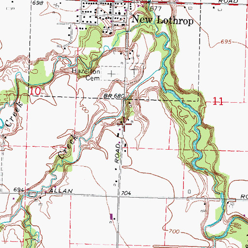 Topographic Map of New Lothrop Church of the Nazarene, MI