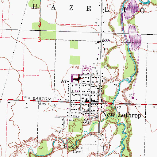 Topographic Map of New Lothrop Elementary School, MI