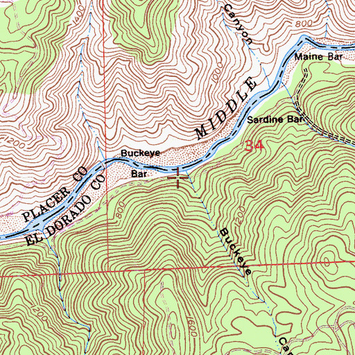 Topographic Map of Buckeye Canyon, CA