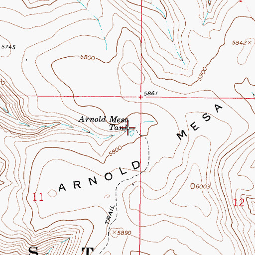Topographic Map of Arnold Mesa Tank, AZ