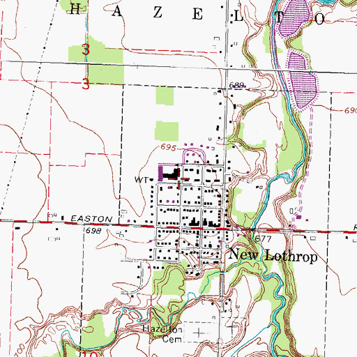 Topographic Map of Twin Township Library, MI