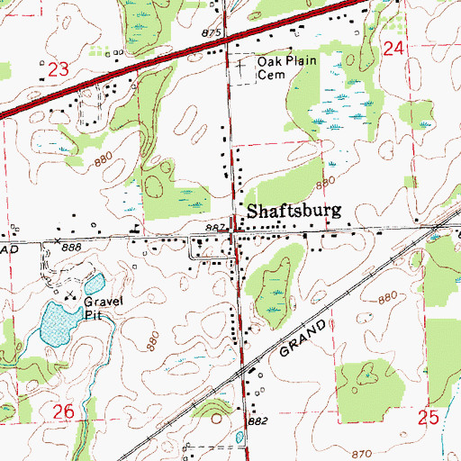 Topographic Map of Shaftsburg Post Office, MI