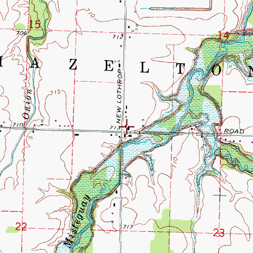 Topographic Map of Hazelton Post Office (historical), MI