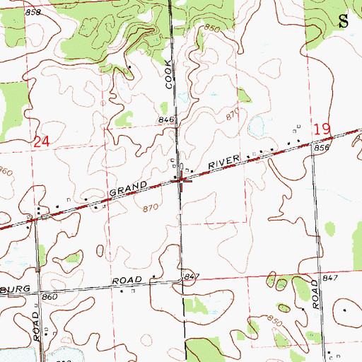 Topographic Map of Hartwellville Post Office (historical), MI