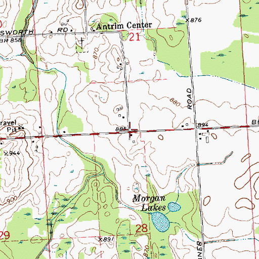 Topographic Map of Glass River Post Office (historical), MI