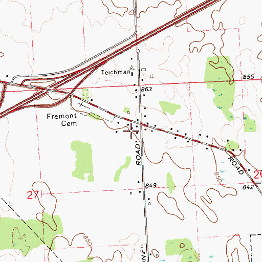 Topographic Map of Fremont Post Office (historical), MI