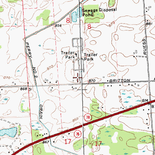 Topographic Map of Countryside Village Mobile Home Park, MI