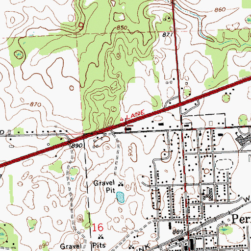 Topographic Map of Perry Family Practice, MI