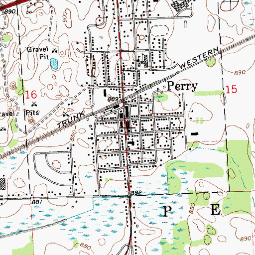 Topographic Map of Perry Area Fire Rescue, MI