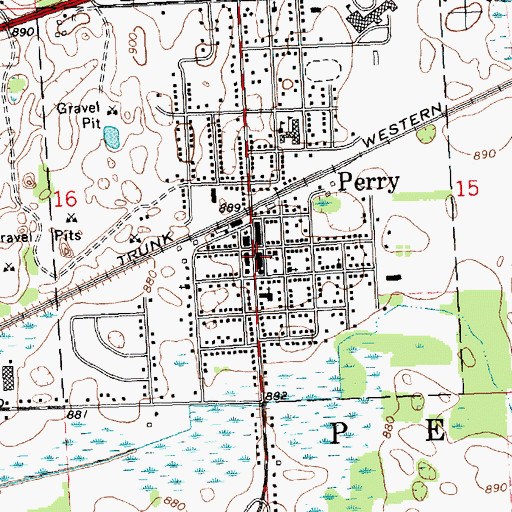 Topographic Map of Perry Library, MI