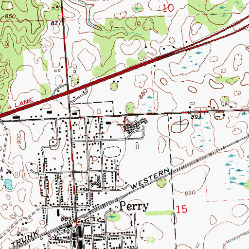 Topographic Map of Perry Middle School, MI