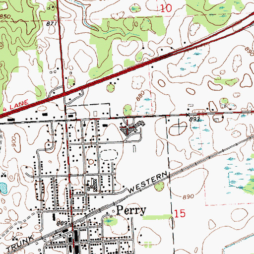 Topographic Map of Perry High School, MI