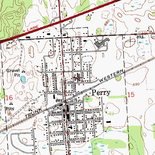 Topographic Map of Perry Elementary School, MI