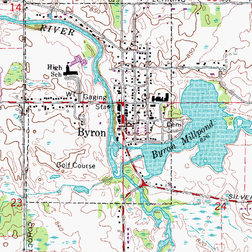 Topographic Map of Byron Post Office, MI