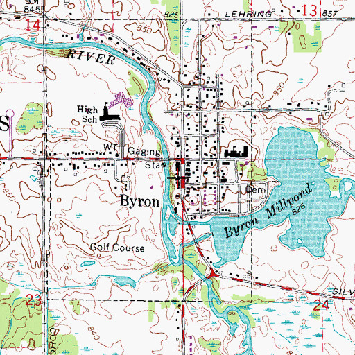 Topographic Map of Byron Police Department, MI