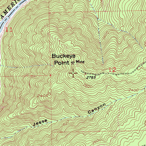 Topographic Map of Buckeye Point, CA
