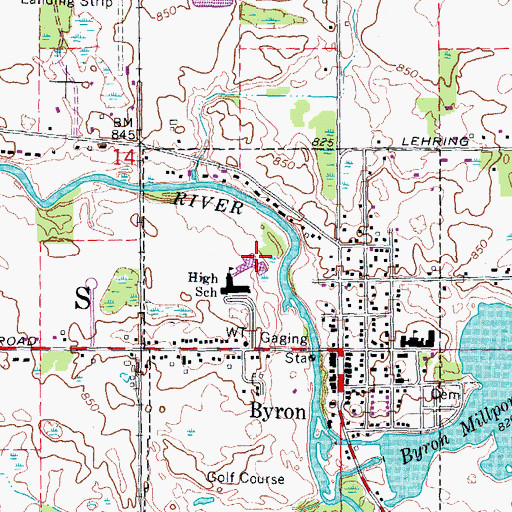 Topographic Map of Byron Middle School, MI