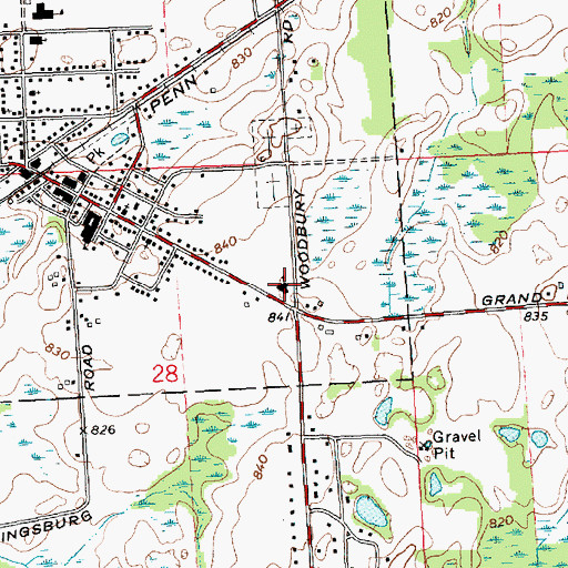 Topographic Map of First Baptist Church, MI