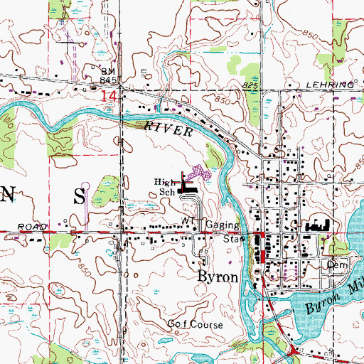 Topographic Map of Byron High School, MI
