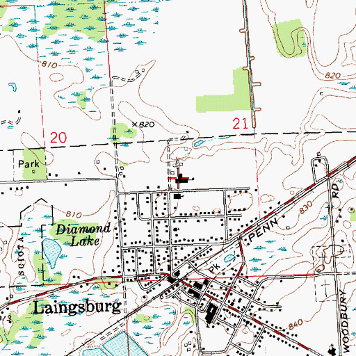 Topographic Map of Laingsburg Elementary School, MI