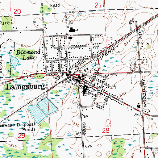 Topographic Map of Laingsburg City Library, MI