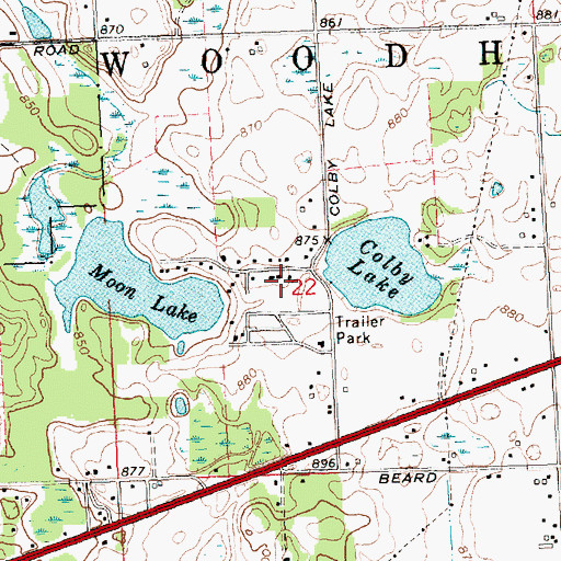 Topographic Map of Quiet Cove Mobile Home Park, MI