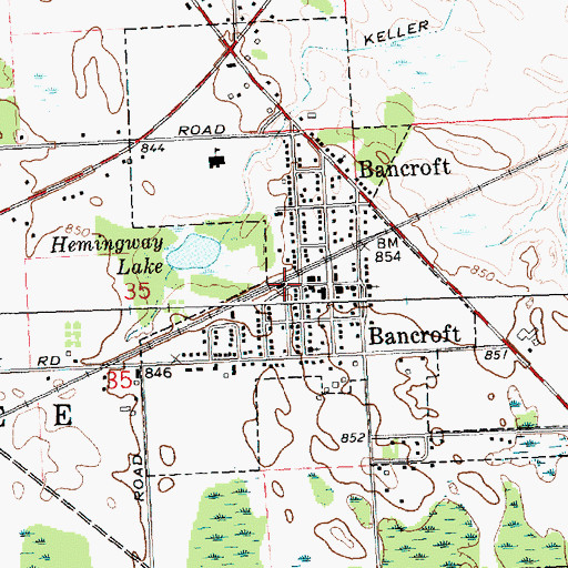 Topographic Map of Bancroft Station, MI