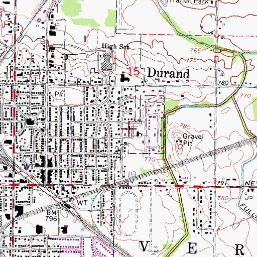 Topographic Map of Saint Mary's Church, MI