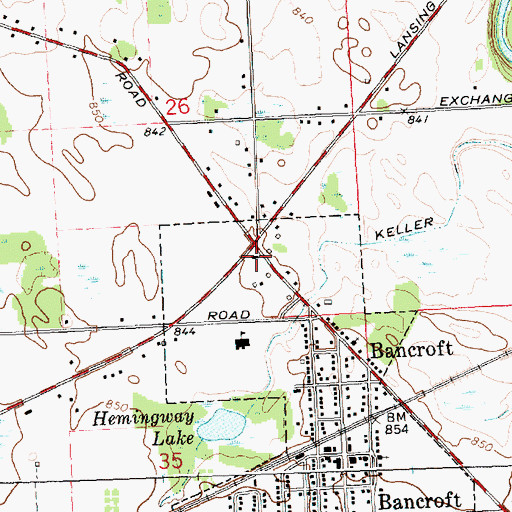 Topographic Map of Shiawassee Township Library, MI