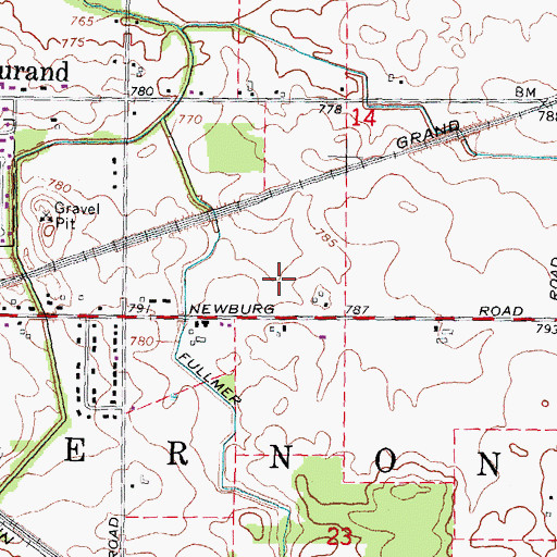 Topographic Map of Durand Church of God, MI