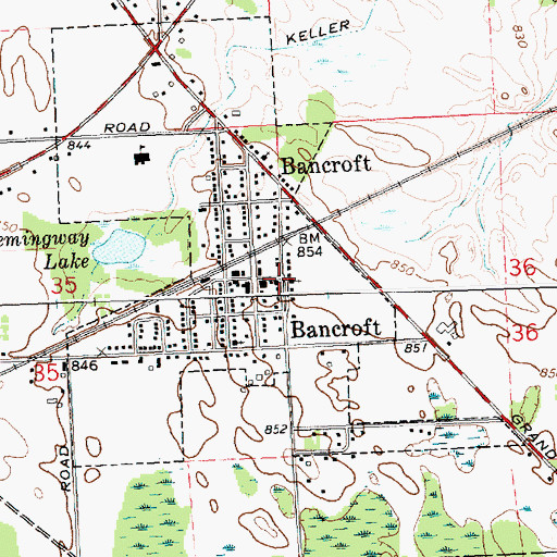 Topographic Map of Bancroft Police Department, MI
