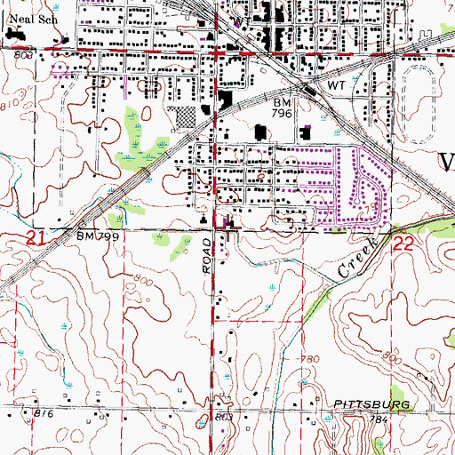 Topographic Map of Oak Street Baptist Church, MI
