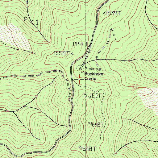 Topographic Map of Buckhorn Camp, CA
