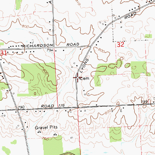 Topographic Map of Shiawassee County Poor Farm Cemetery, MI