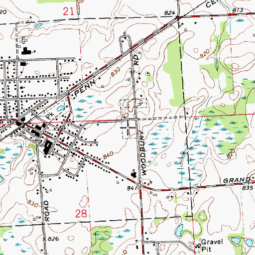 Topographic Map of Laingsburg Cemetery, MI
