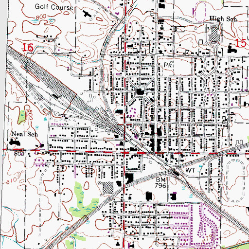 Topographic Map of Durand City Hall, MI