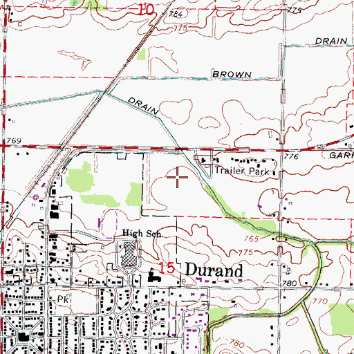 Topographic Map of Durand Middle School, MI
