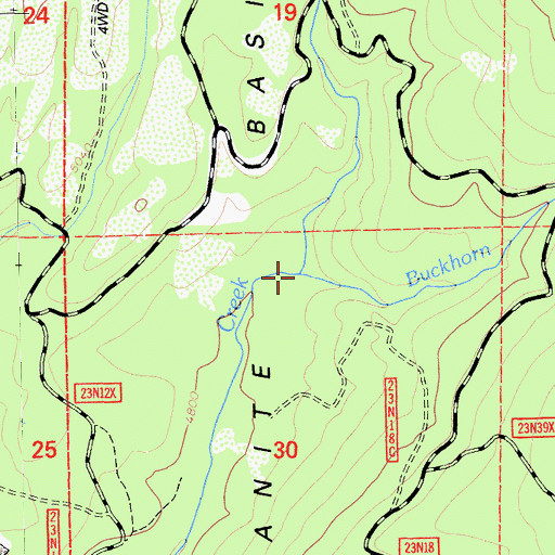 Topographic Map of Buckhorn Creek, CA