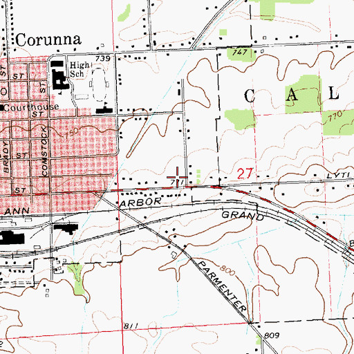 Topographic Map of Shiawassee Harvest Ministries, MI