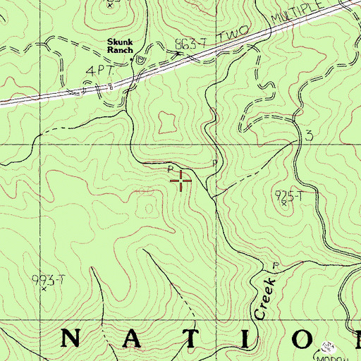 Topographic Map of Buckhorn Creek, CA