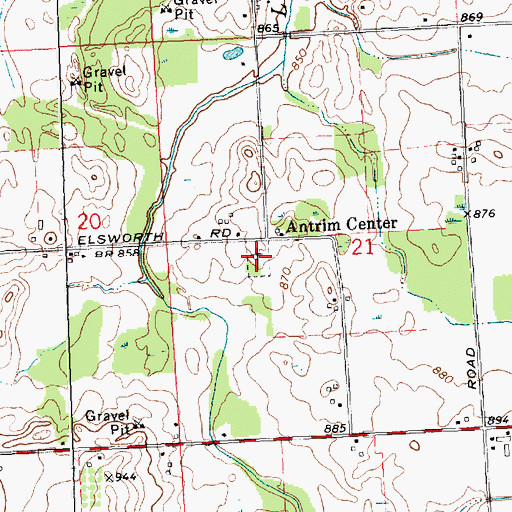 Topographic Map of Glass River Cemetery, MI