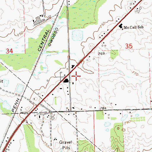 Topographic Map of Dynes Cemetery (historical), MI