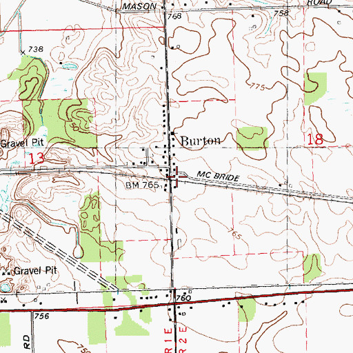 Topographic Map of Burton Station (historical), MI