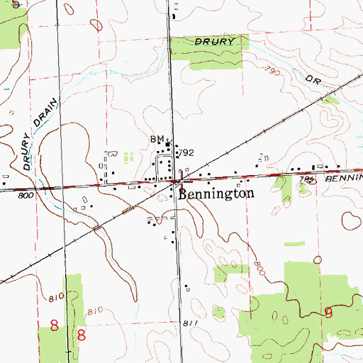 Topographic Map of Bennington Station (historical), MI